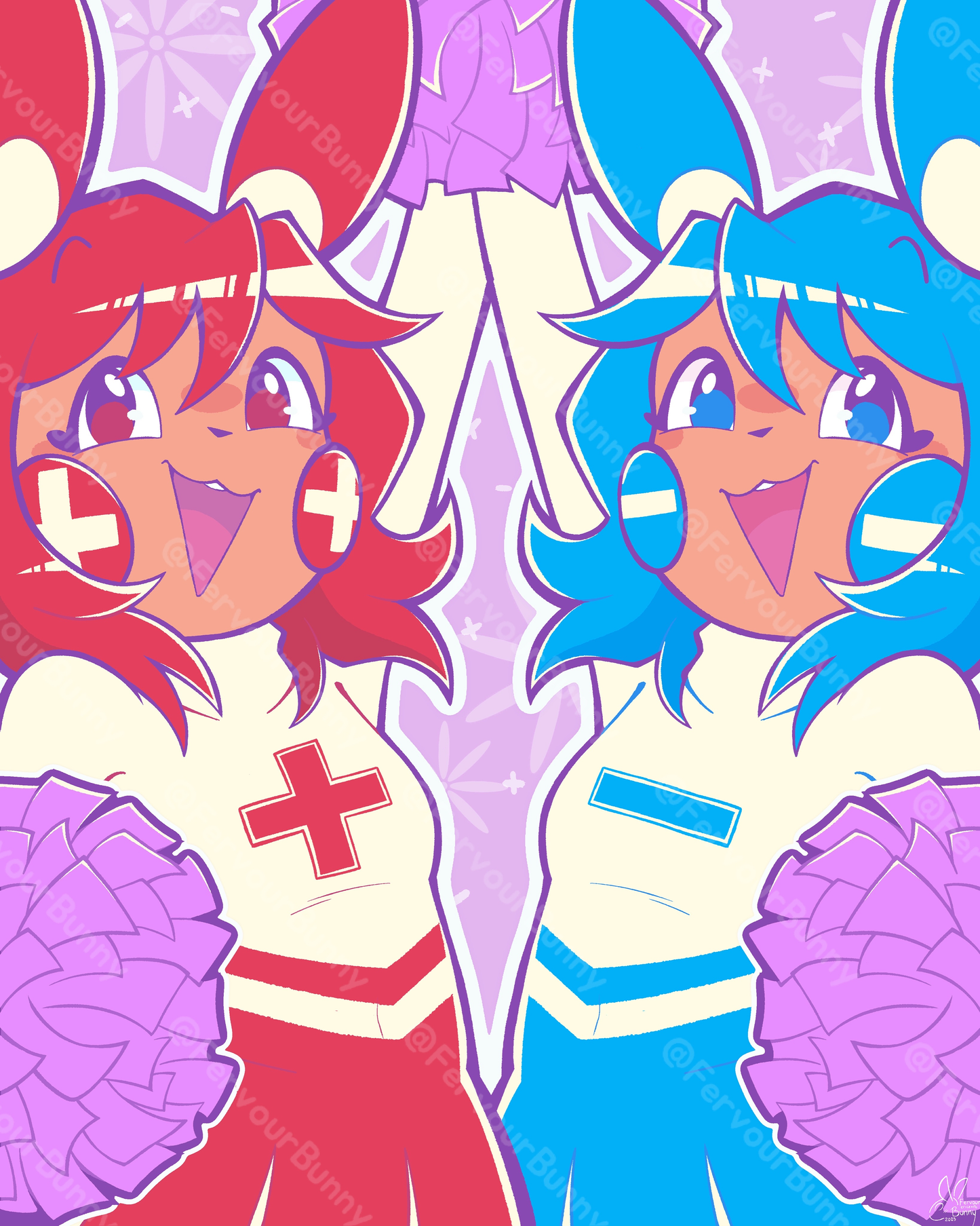 Cheerleader Capsule Creature Twins Giclée Print