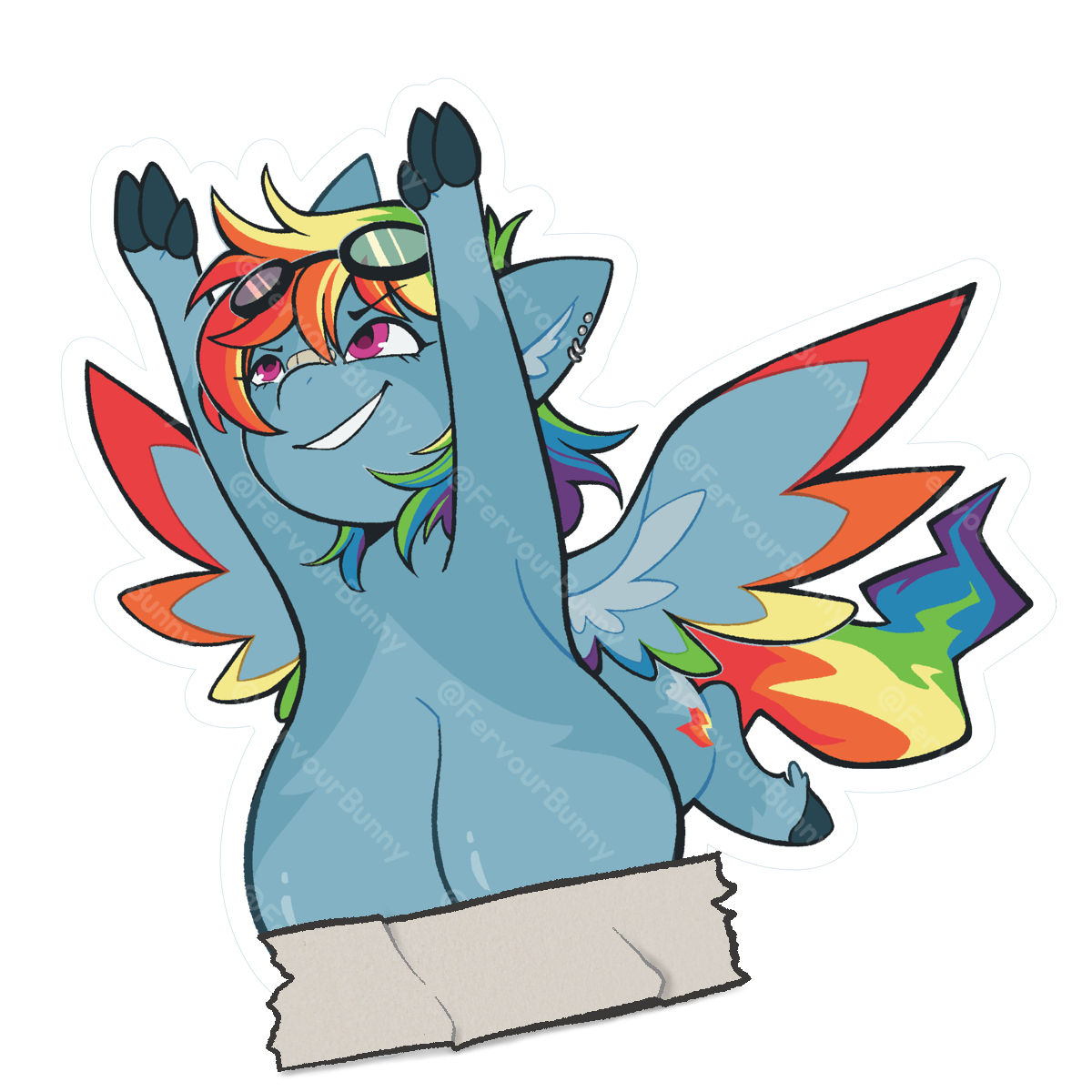 Busty Colourful Pony Vinyl Sticker (Water/UV Resistant)