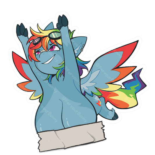 Busty Colourful Pony Vinyl Sticker (Water/UV Resistant)