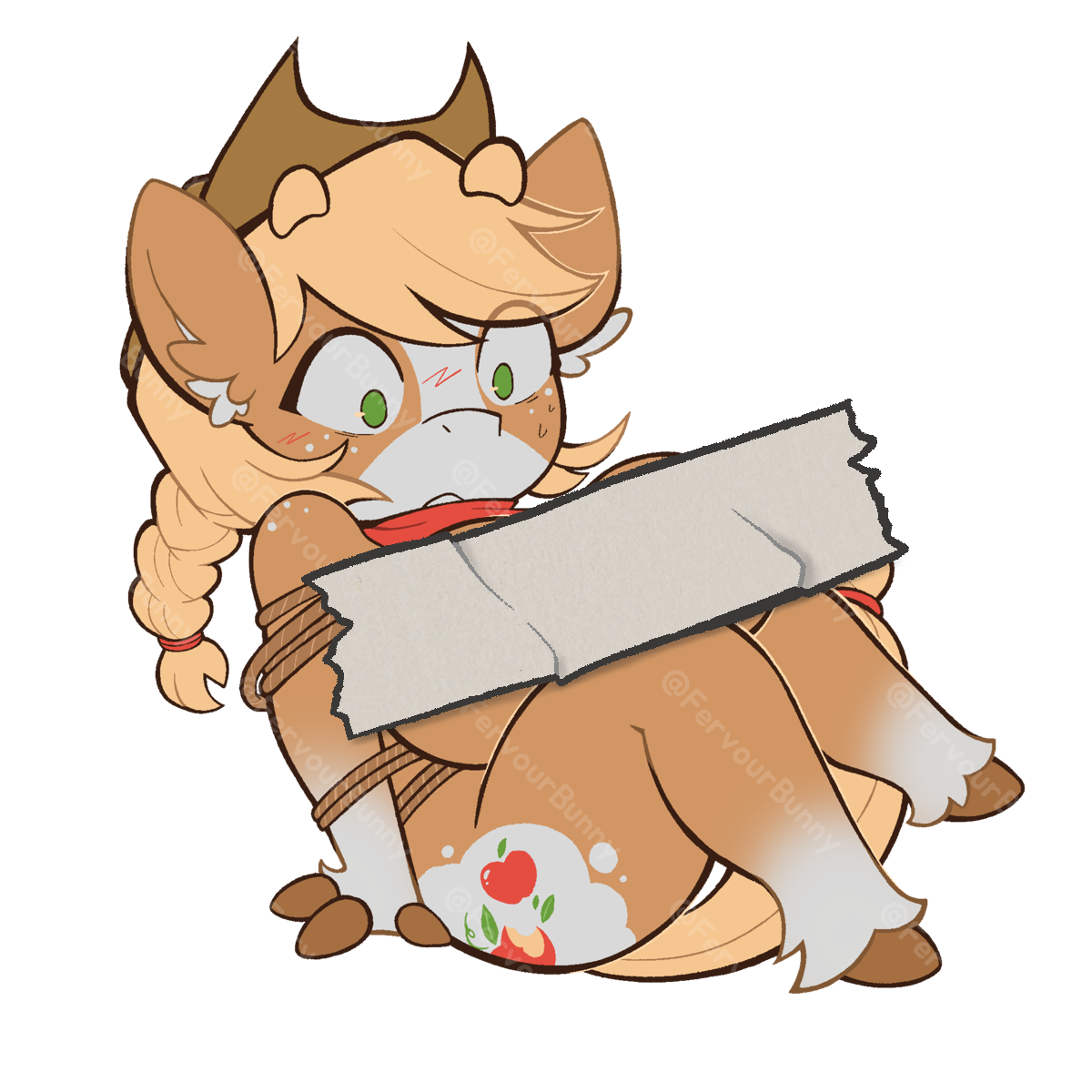 Cartoon character with animal features on a white background